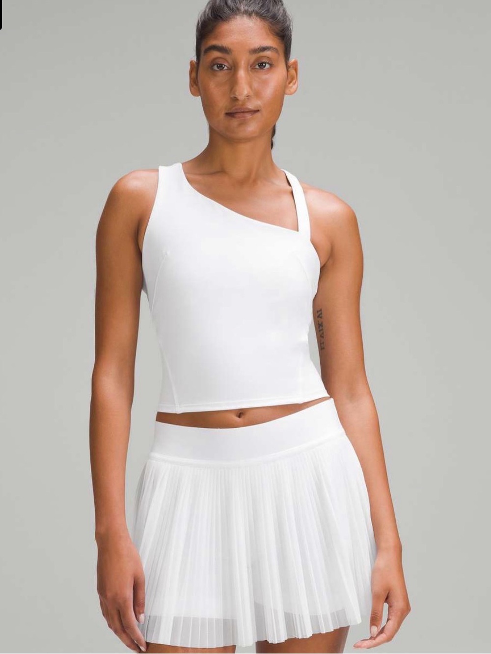 Lululemon Everlux Asymmetric One-Shoulder White Tennis Tank Crop Top (copy)
